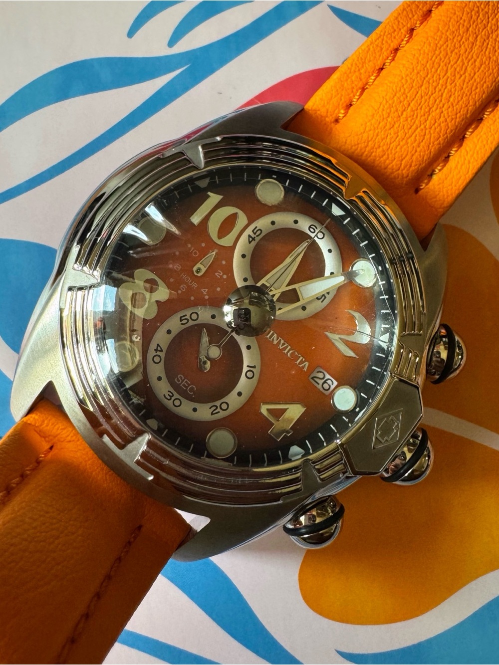 Invicta Men's Orange Dial and Strap Chronograph Watch - Picture 3 of 4